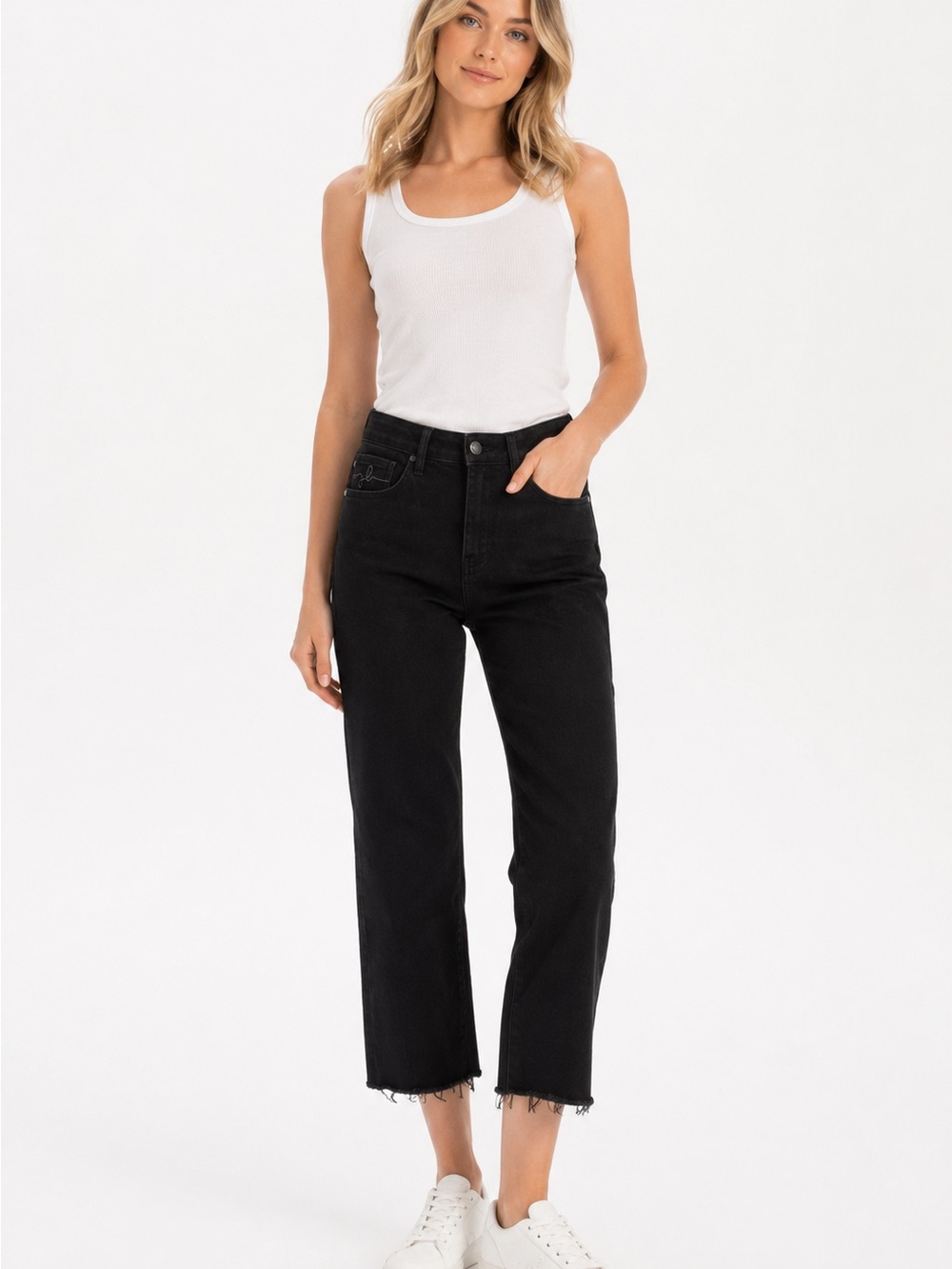 Judy Blue Black High-Rise Cropped Straight Jeans